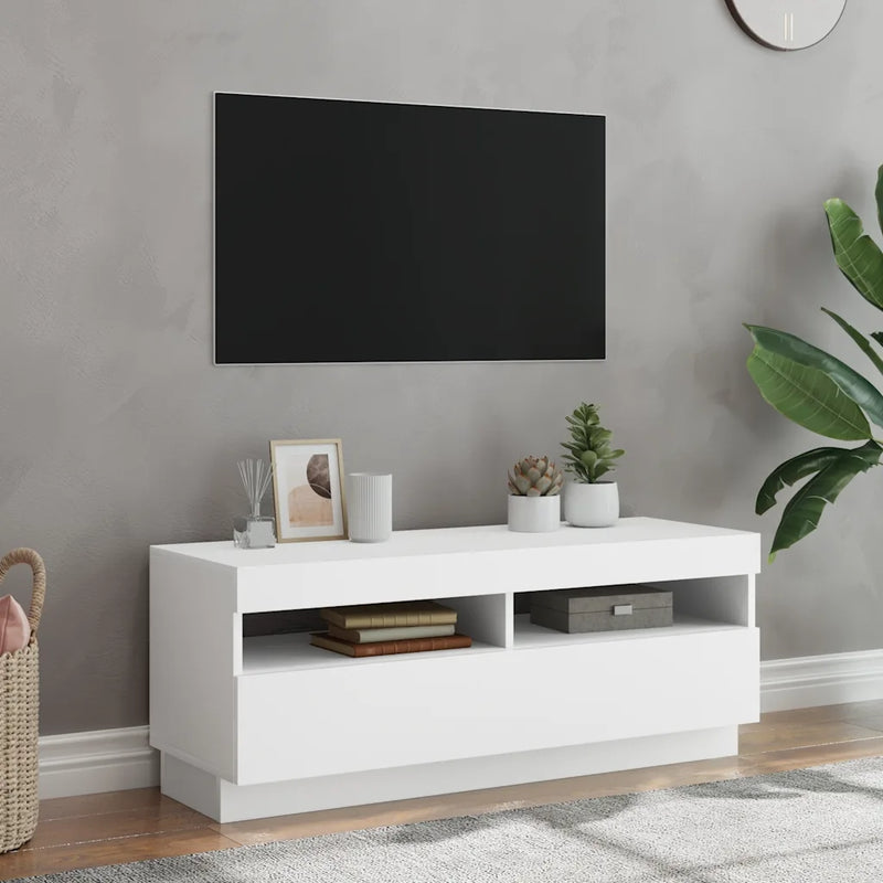 TV Cabinet with LED Lights White 100x35x40 cm