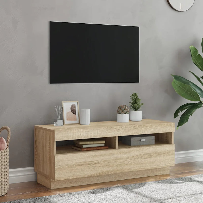 TV Cabinet with LED Lights Sonoma Oak 100x35x40 cm