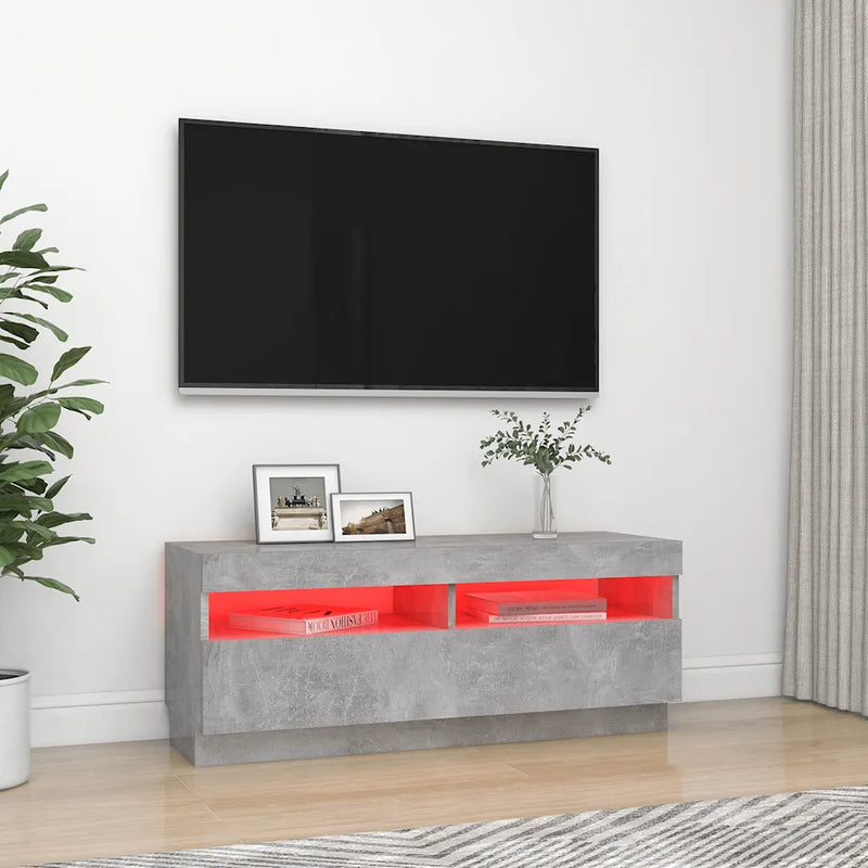 TV Cabinet with LED Lights Concrete Grey 100x35x40 cm
