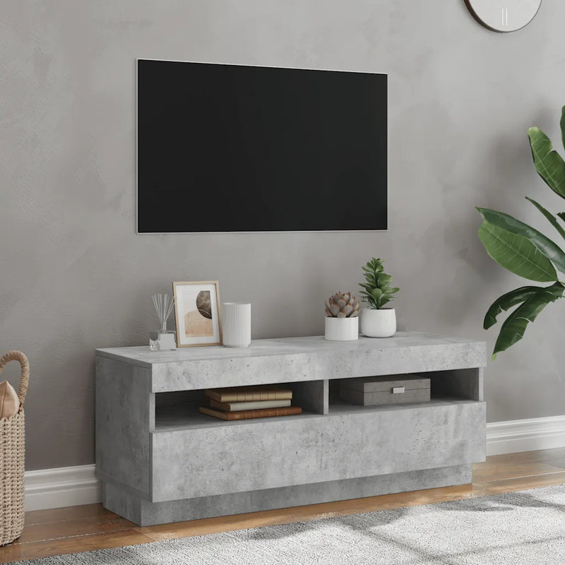 TV Cabinet with LED Lights Concrete Grey 100x35x40 cm