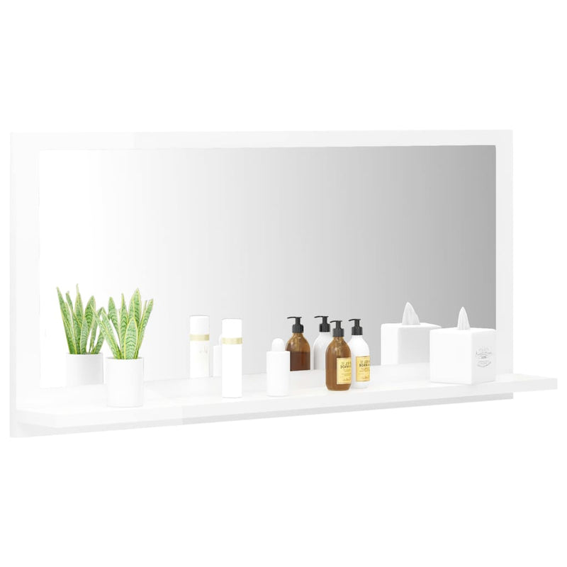 vidaXL Bathroom Mirror High Gloss White 80x10.5x37 cm Engineered Wood
