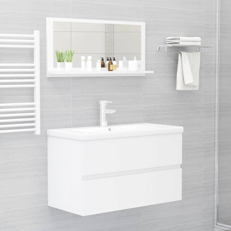 vidaXL Bathroom Mirror High Gloss White 80x10.5x37 cm Engineered Wood