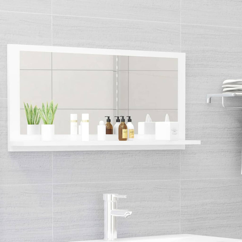 vidaXL Bathroom Mirror High Gloss White 80x10.5x37 cm Engineered Wood
