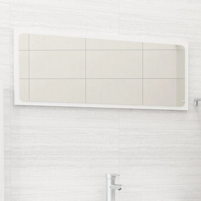 Bathroom Mirror High Gloss White 90x1.5x37 cm Engineered Wood