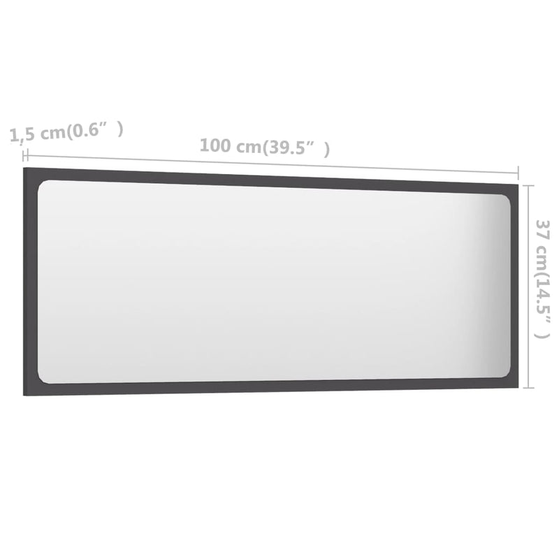 Bathroom Mirror Grey 100x1.5x37 cm Engineered Wood