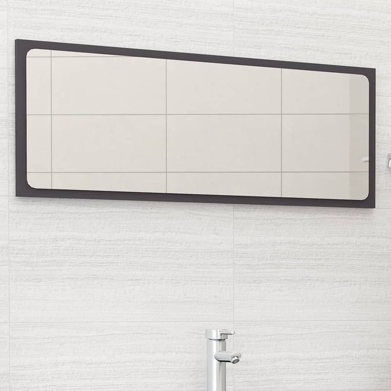 vidaXL Bathroom Mirror Grey 100x1.5x37 cm Engineered Wood