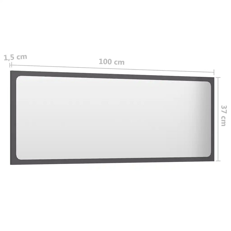 Bathroom Mirror High Gloss Grey 100x1.5x37 cm Engineered Wood