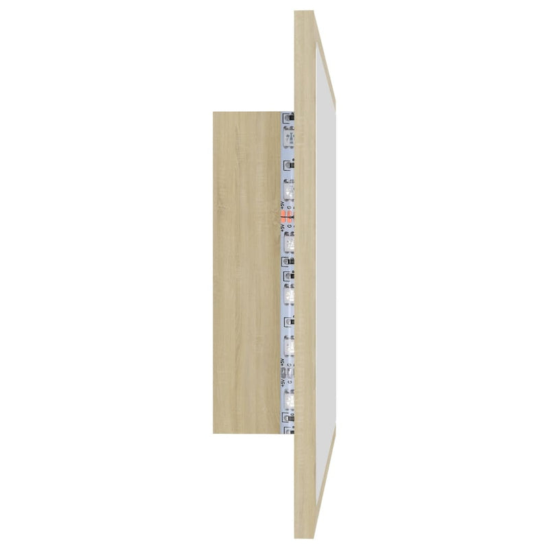 vidaXL LED Bathroom Mirror Sonoma Oak 60x8.5x37 cm Acrylic