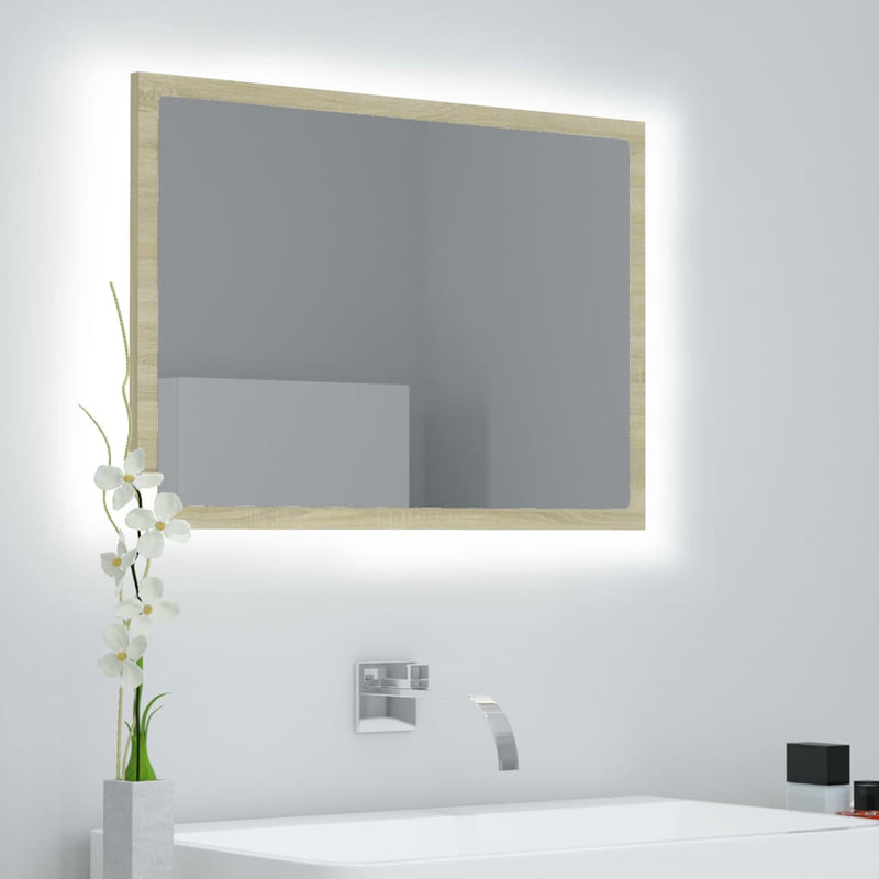 vidaXL LED Bathroom Mirror Sonoma Oak 60x8.5x37 cm Acrylic