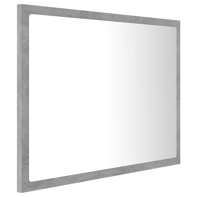 vidaXL LED Bathroom Mirror Concrete Grey 60x8.5x37 cm Acrylic