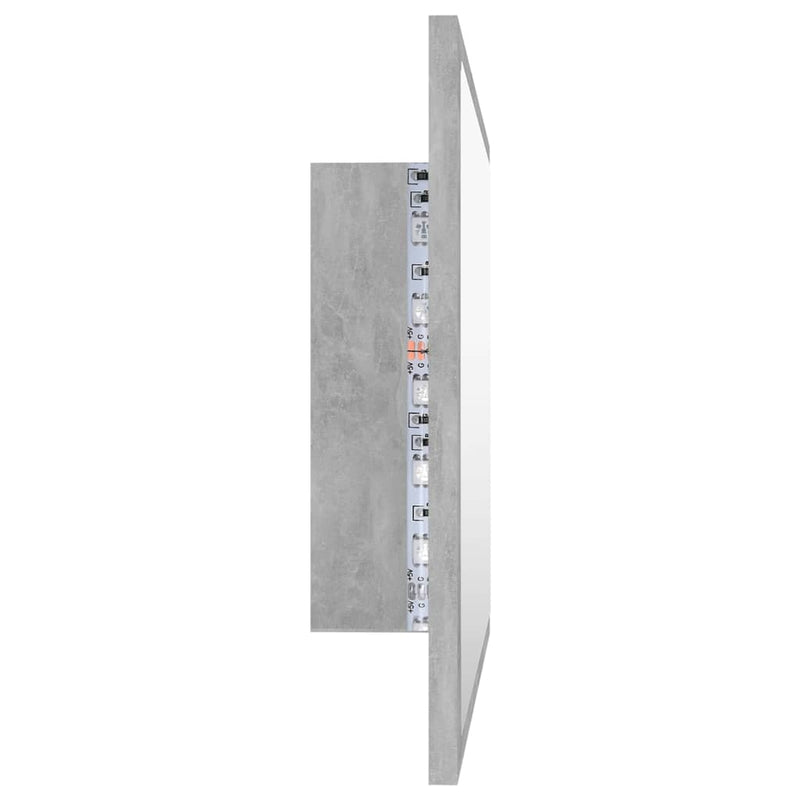 vidaXL LED Bathroom Mirror Concrete Grey 60x8.5x37 cm Acrylic