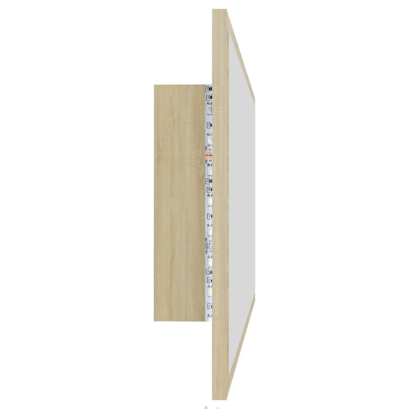 vidaXL LED Bathroom Mirror Sonoma Oak 90x8.5x37 cm Acrylic