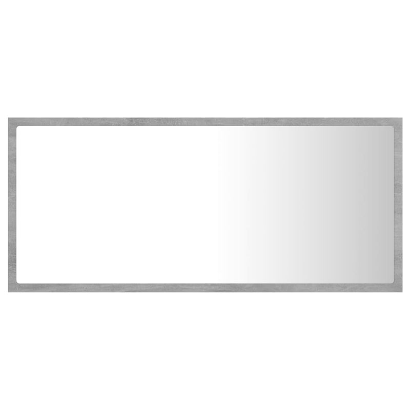 vidaXL LED Bathroom Mirror Concrete Grey 90x8.5x37 cm Acrylic