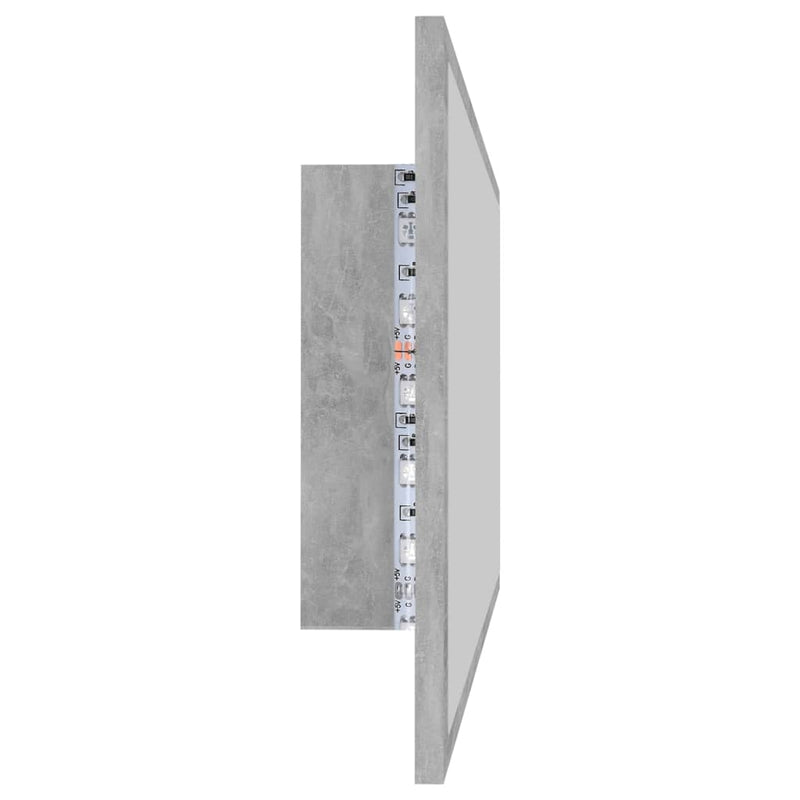 vidaXL LED Bathroom Mirror Concrete Grey 90x8.5x37 cm Acrylic