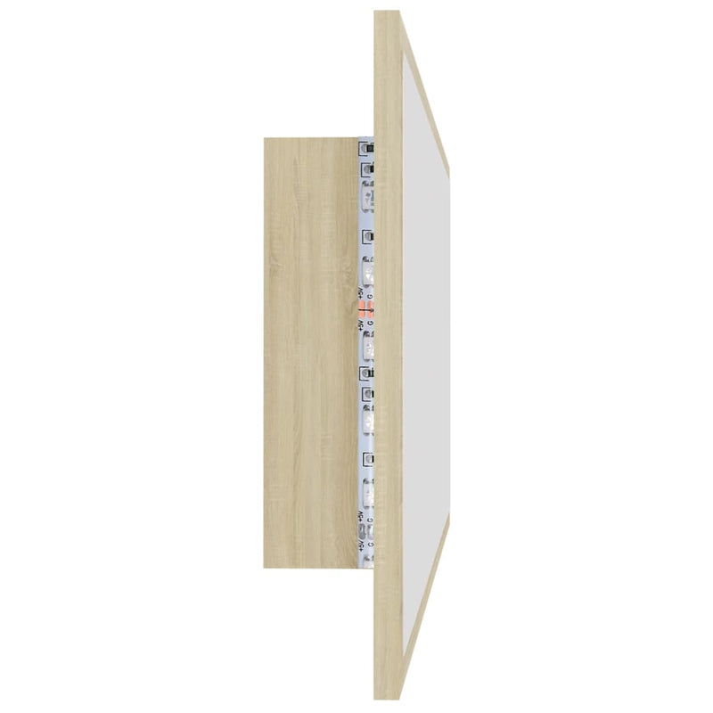 vidaXL LED Bathroom Mirror Sonoma Oak 100x8.5x37 cm Acrylic