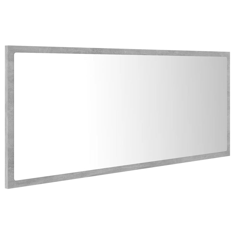 vidaXL LED Bathroom Mirror Concrete Grey 100x8.5x37 cm Acrylic