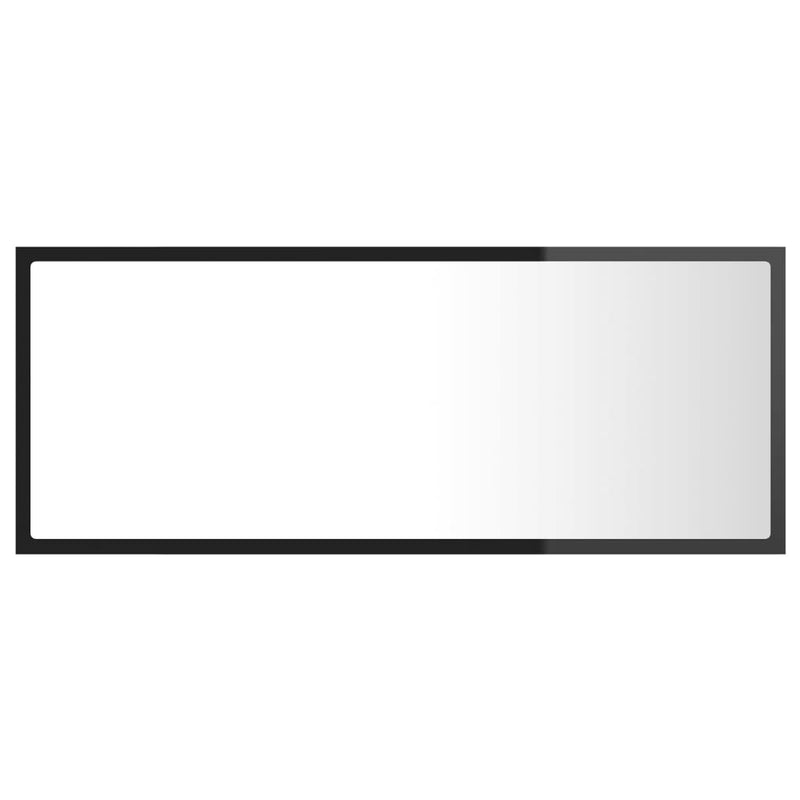vidaXL LED Bathroom Mirror High Gloss Black 100x8.5x37 cm Acrylic