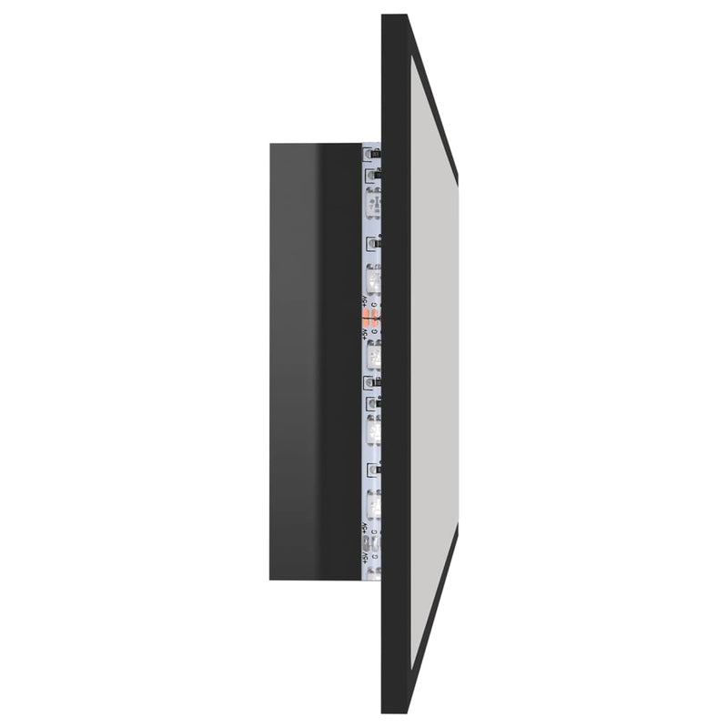 vidaXL LED Bathroom Mirror High Gloss Black 100x8.5x37 cm Acrylic