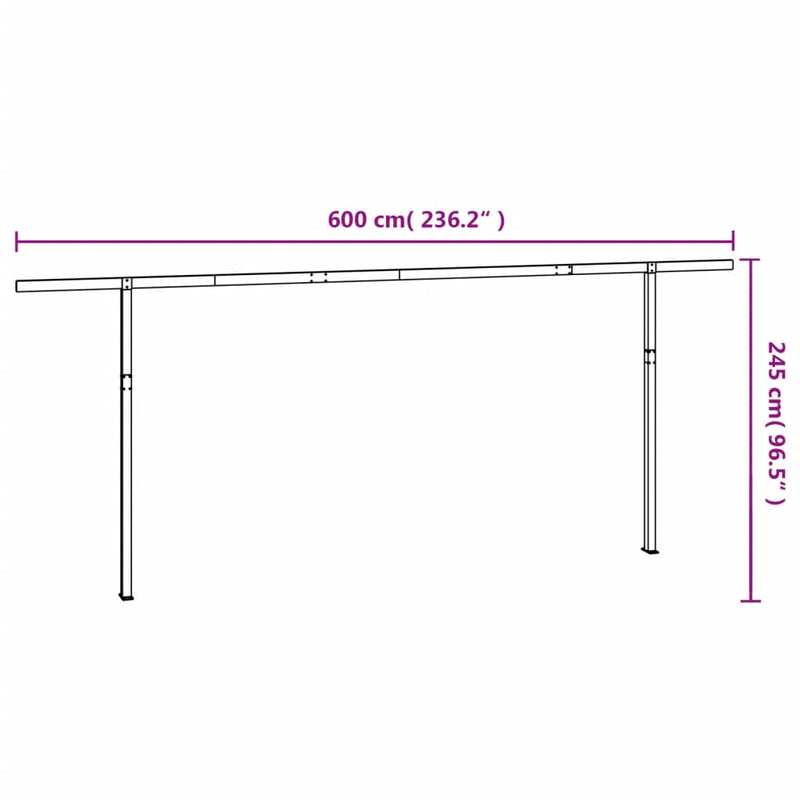 vidaXL Awning Post Set White 600x245 cm Iron