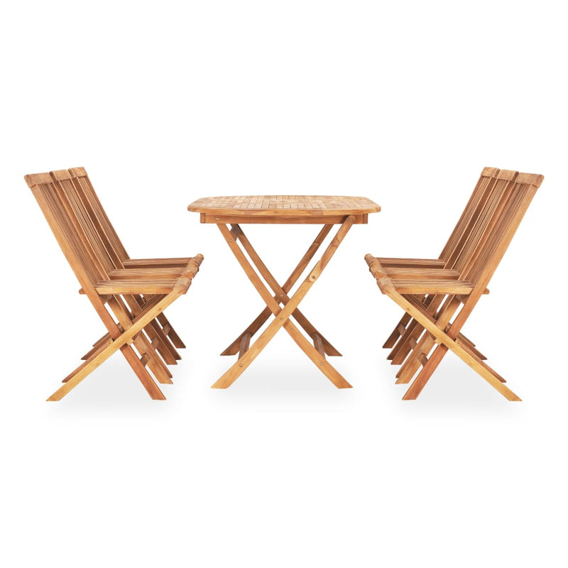 vidaXL 7 Piece Folding Outdoor Dining Set Solid Wood Teak