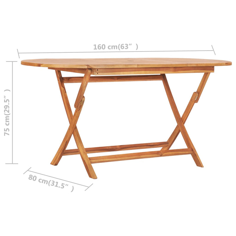 vidaXL 7 Piece Folding Outdoor Dining Set Solid Wood Teak