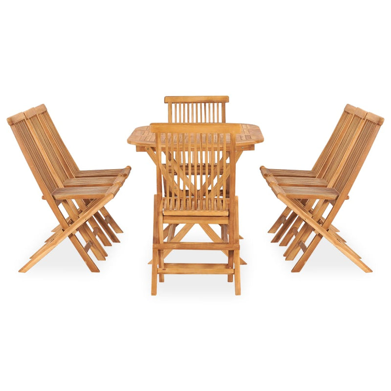 vidaXL 9 Piece Folding Outdoor Dining Set Solid Wood Teak