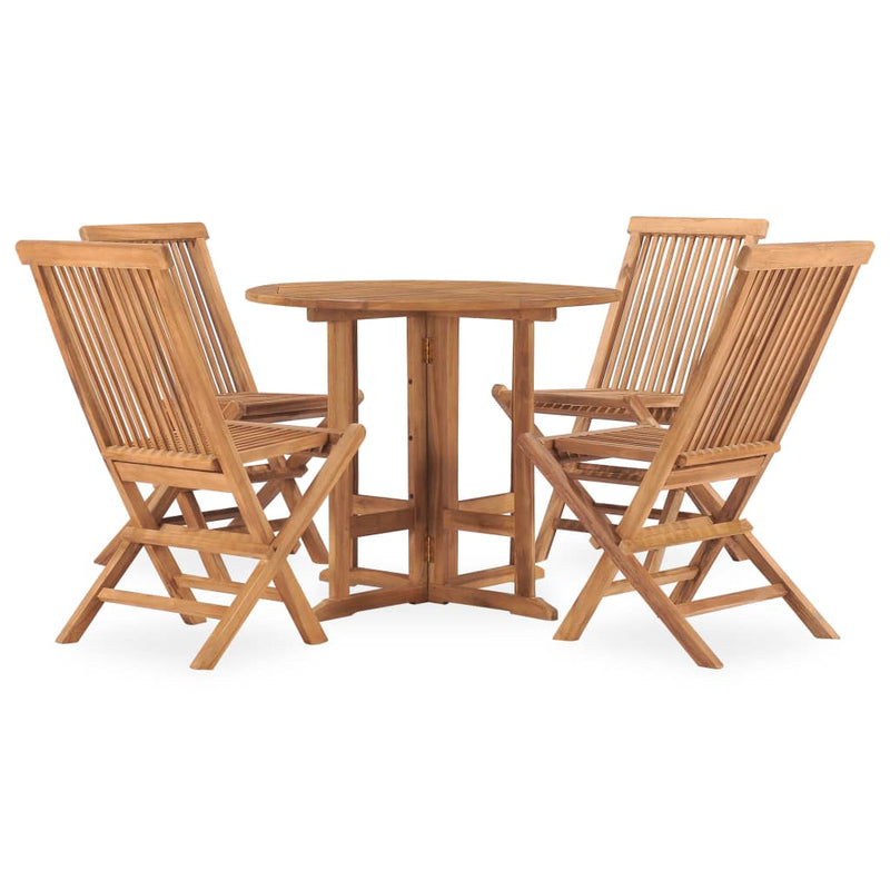 vidaXL 5 Piece Folding Outdoor Dining Set Solid Teak Wood