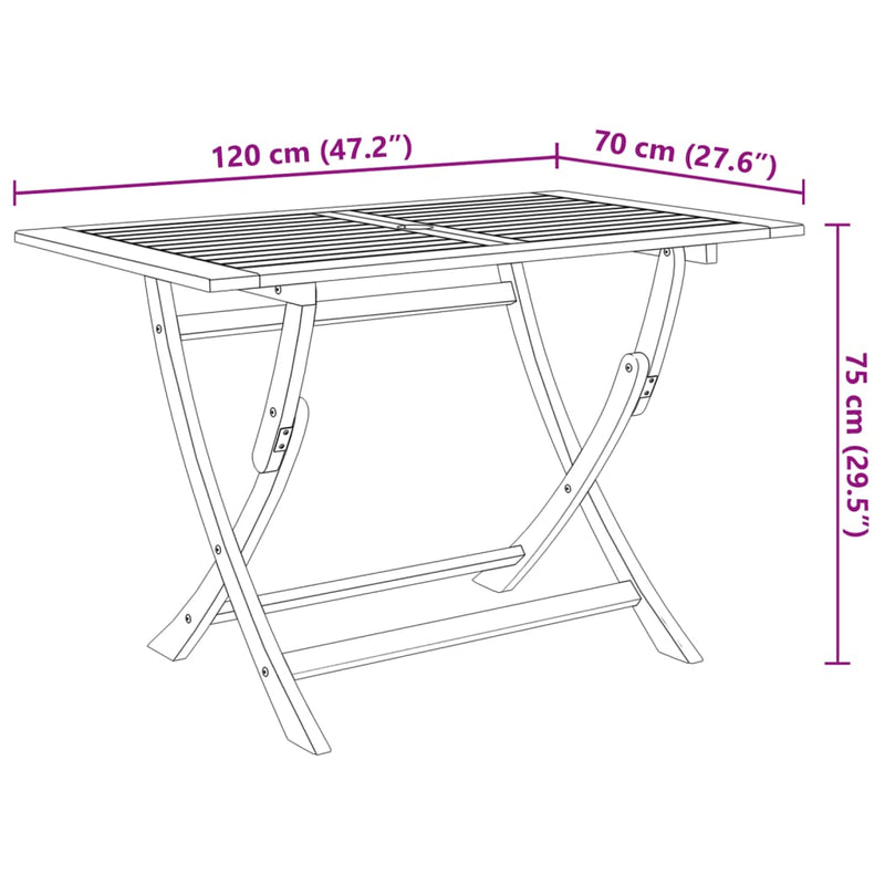 vidaXL 5 Piece Folding Garden Dining Set Solid Acacia Wood