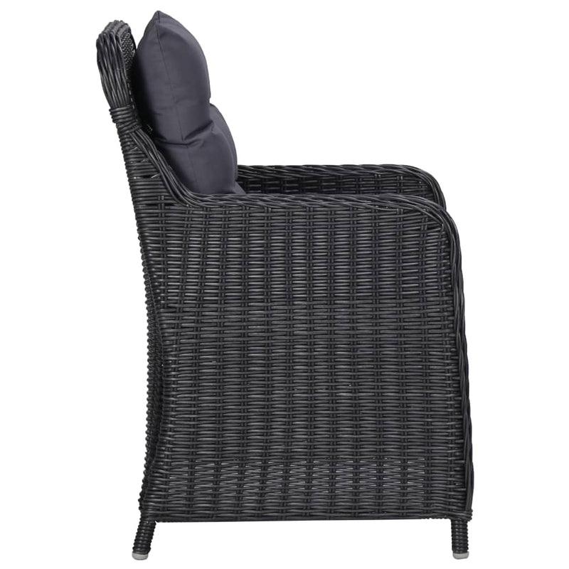 vidaXL 7 Piece Garden Dining Set Poly Rattan Black