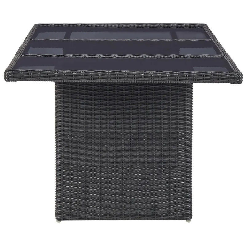 7 Piece Garden Dining Set Poly Rattan Black