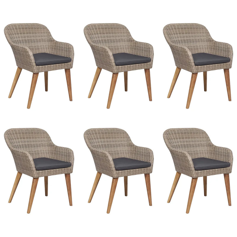 7 Piece Garden Dining Set Poly Rattan Brown