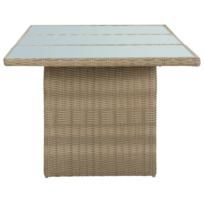 7 Piece Garden Dining Set Poly Rattan Brown