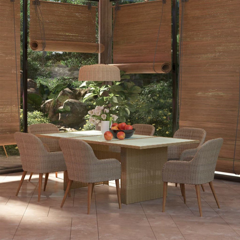 vidaXL 7 Piece Garden Dining Set Poly Rattan Brown