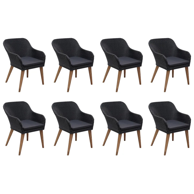 9 Piece Garden Dining Set Poly Rattan Black