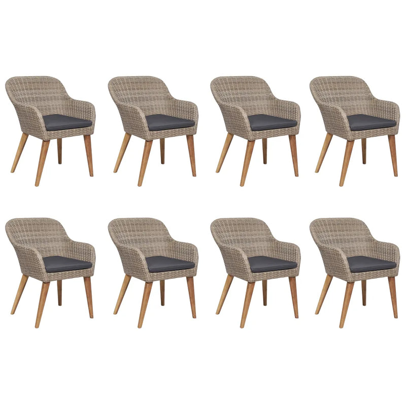9 Piece Garden Dining Set Poly Rattan Brown