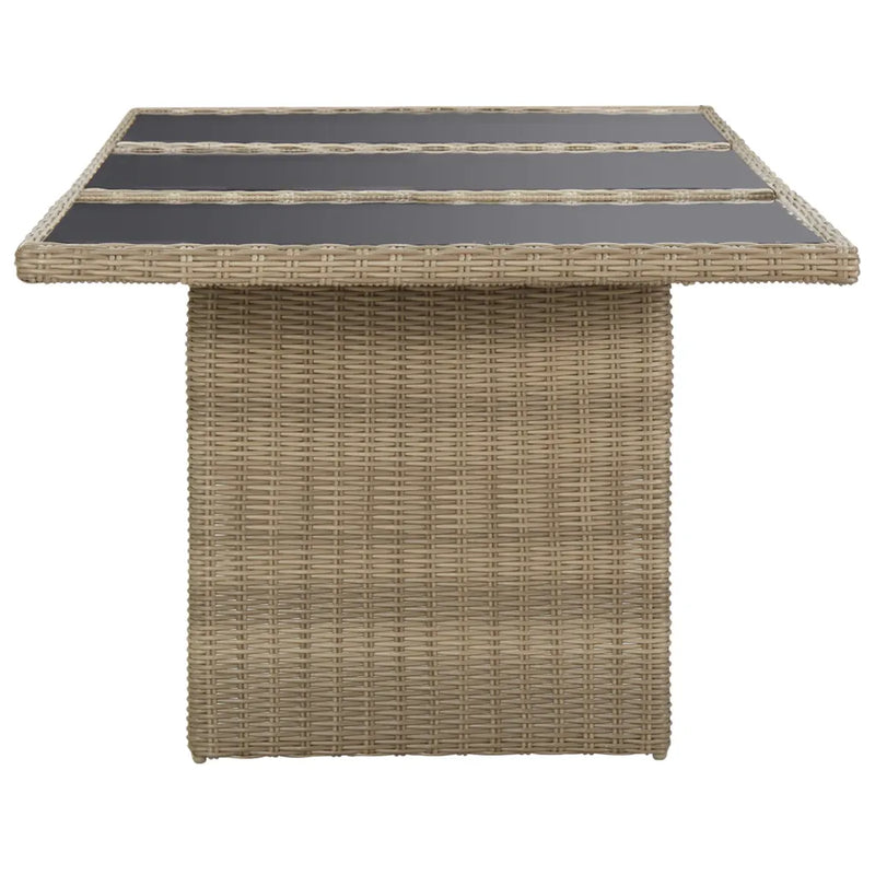 9 Piece Garden Dining Set Poly Rattan Brown