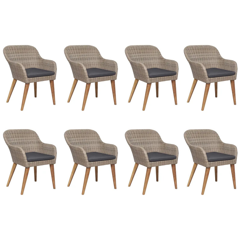 9 Piece Garden Dining Set Poly Rattan Brown