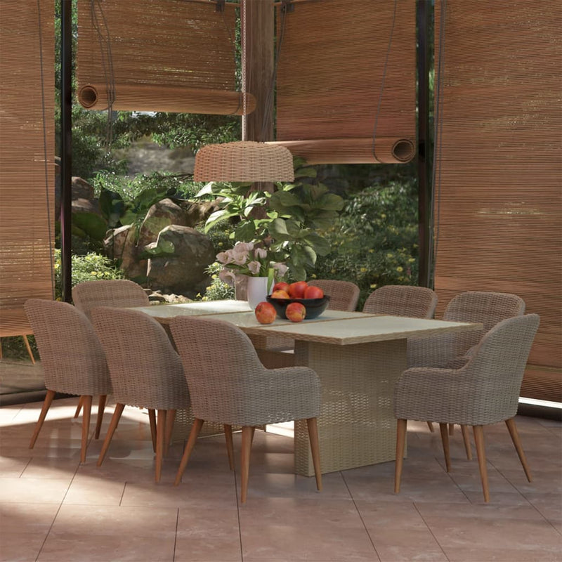 vidaXL 9 Piece Garden Dining Set Poly Rattan Brown