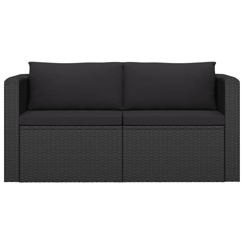 vidaXL 11 Piece Garden Lounge Set with Cushions Poly Rattan Black