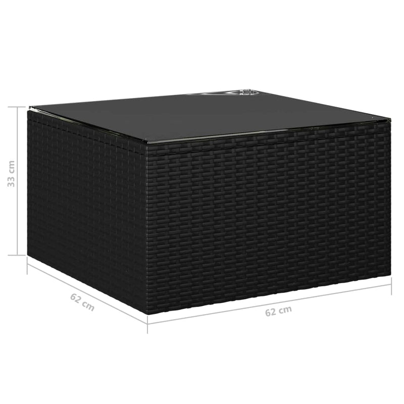vidaXL 7 Piece Garden Lounge Set with Cushions Poly Rattan Black