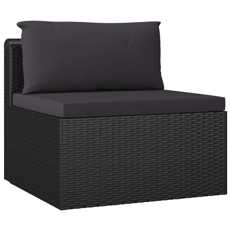 8 Piece Garden Lounge Set with Cushions Poly Rattan Black