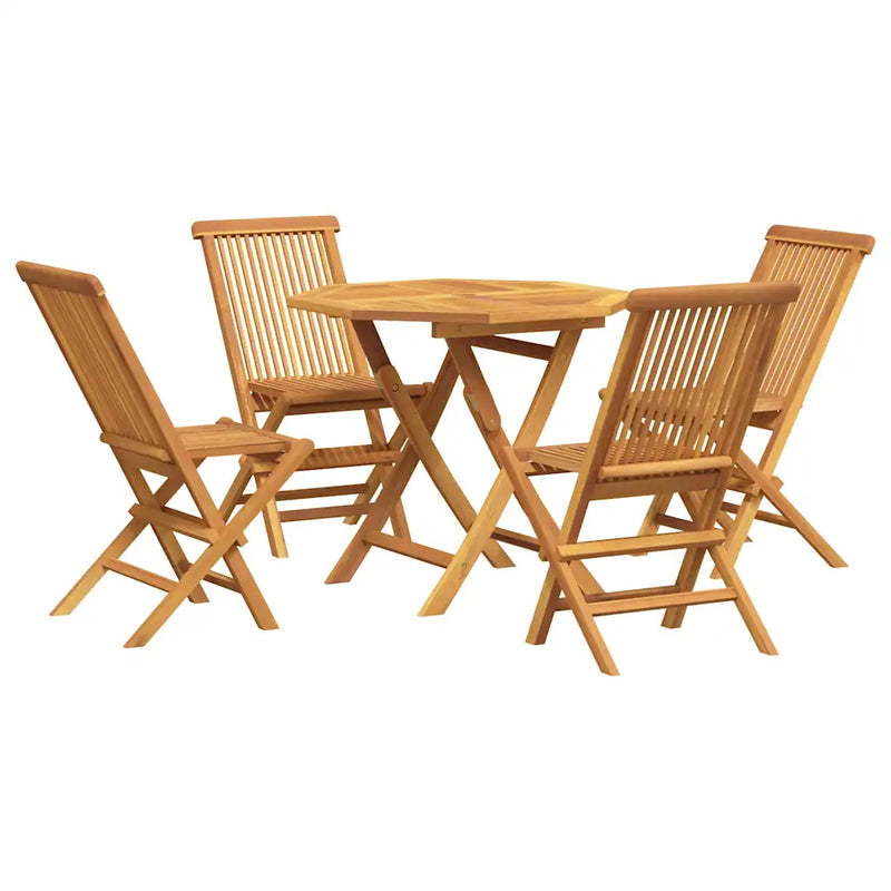5 Piece Garden Dining Set Solid Teak Wood