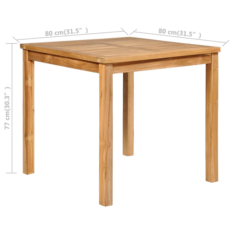 3 Piece Garden Dining Set 80x80 cm Solid Teak Wood