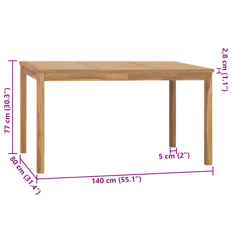 7 Piece Garden Dining Set 140x80 cm Solid Teak Wood