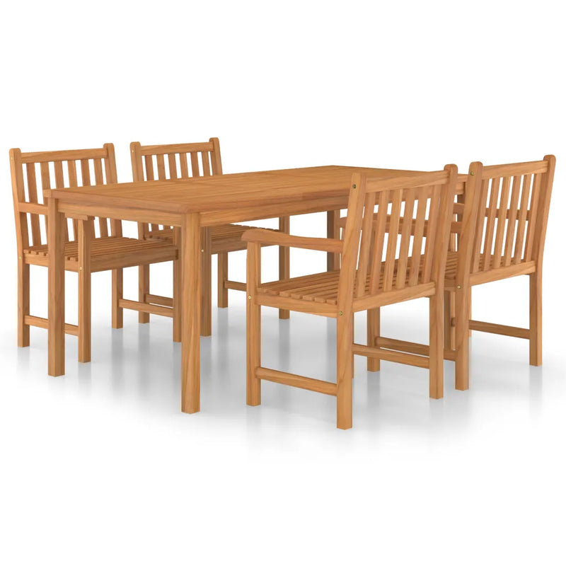 5 Piece Garden Dining Set 180x90 cm Solid Teak Wood