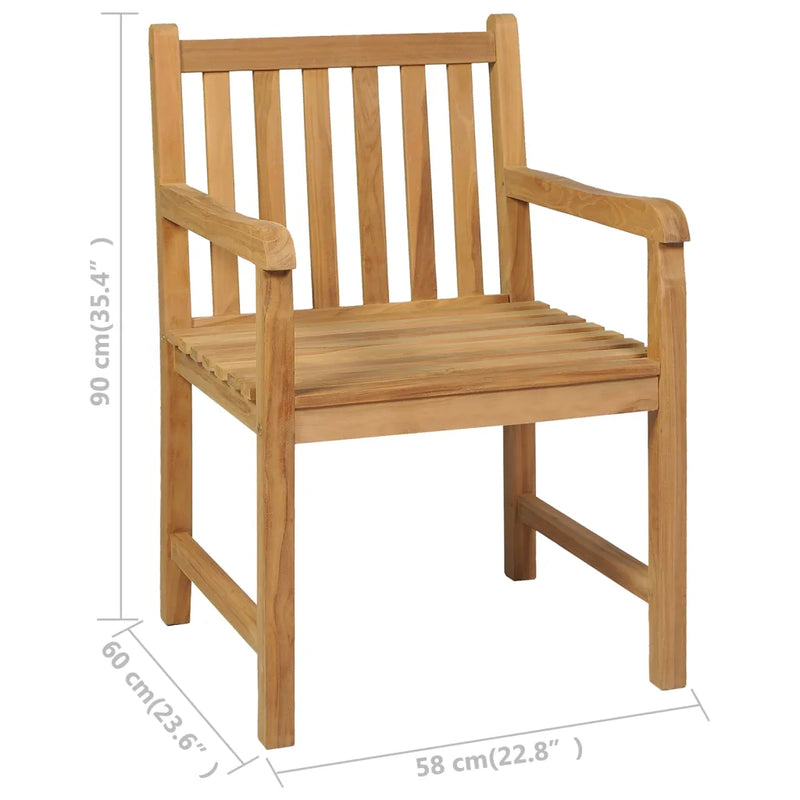 5 Piece Garden Dining Set 180x90 cm Solid Teak Wood