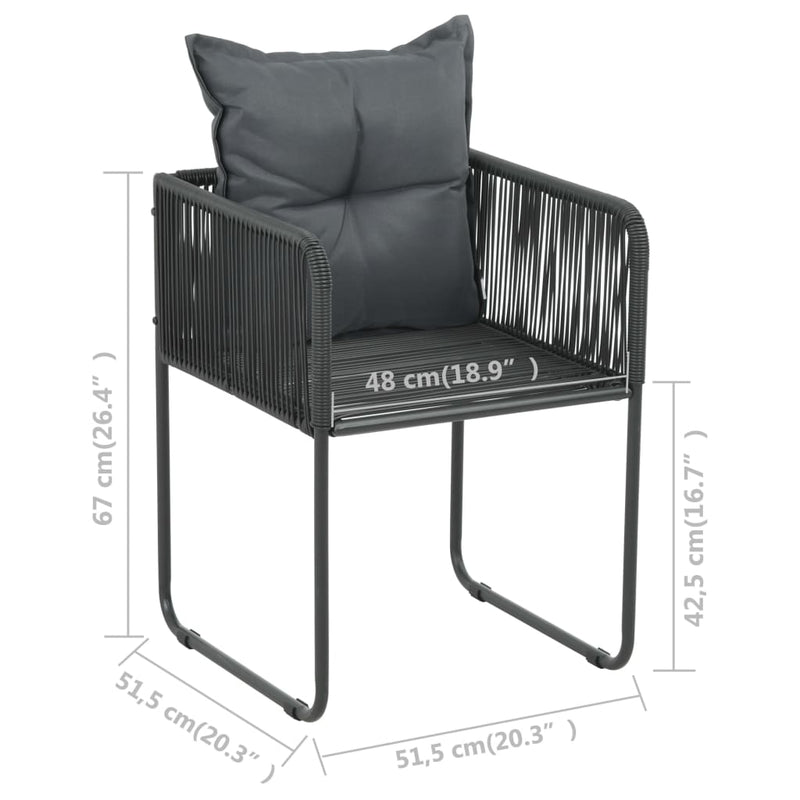 vidaXL 7 Piece Garden Dining Set PVC Rattan Black