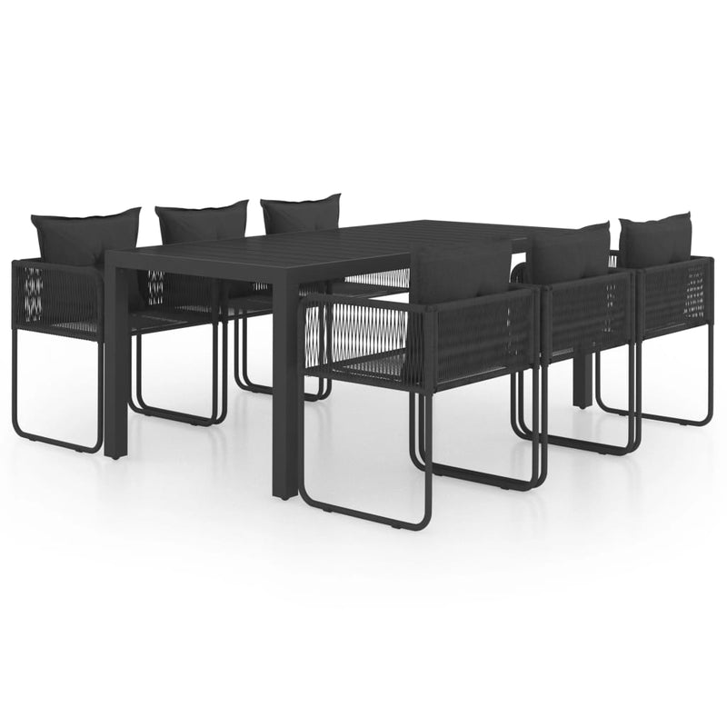 vidaXL 7 Piece Garden Dining Set PVC Rattan Black