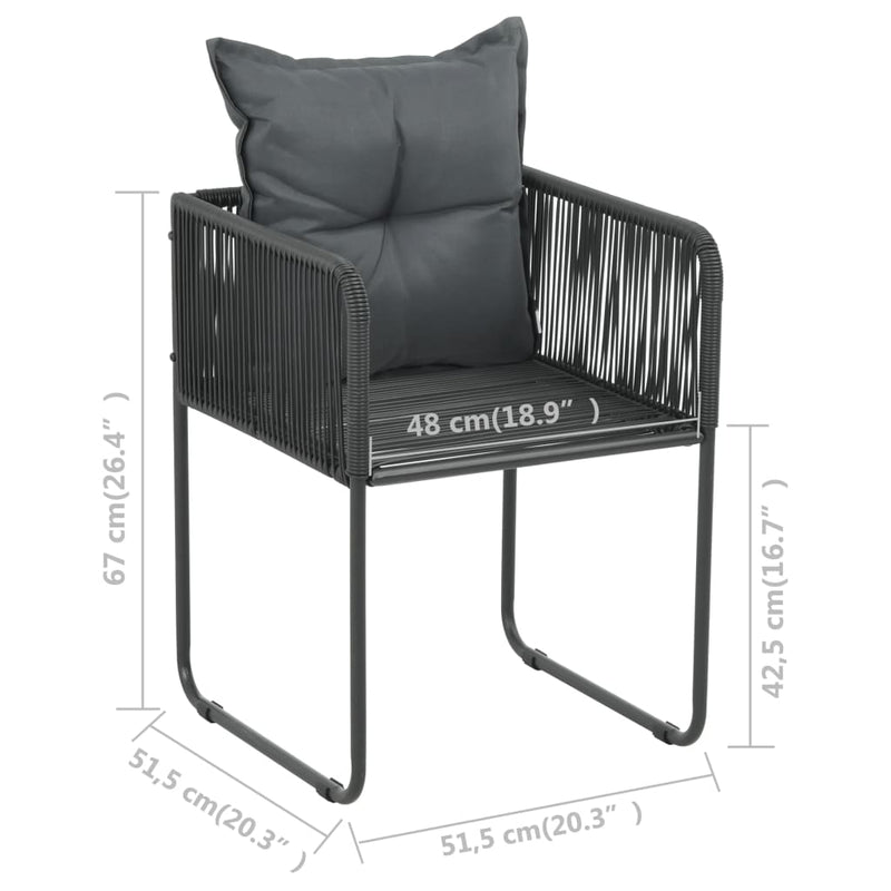 vidaXL 7 Piece Garden Dining Set PVC Rattan Black