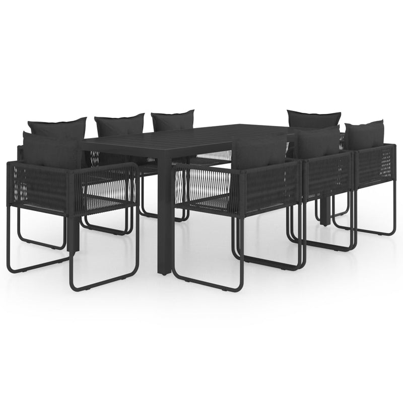 vidaXL 9 Piece Garden Dining Set PVC Rattan Black